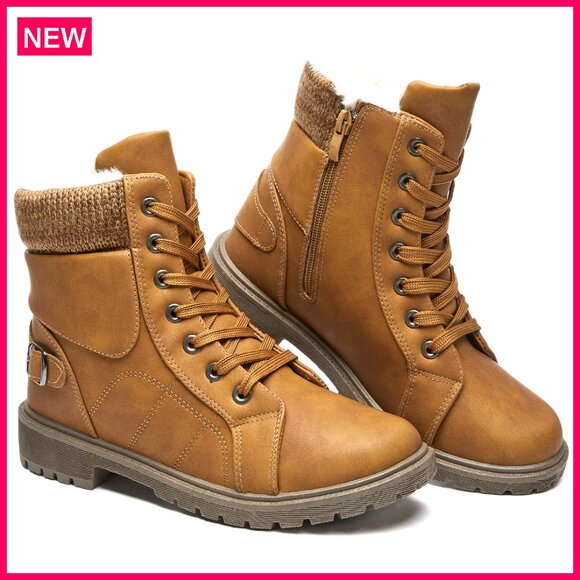 Women's Winter Snow Boots Fur Lined Ankle Boots Side Zipper Waterproof